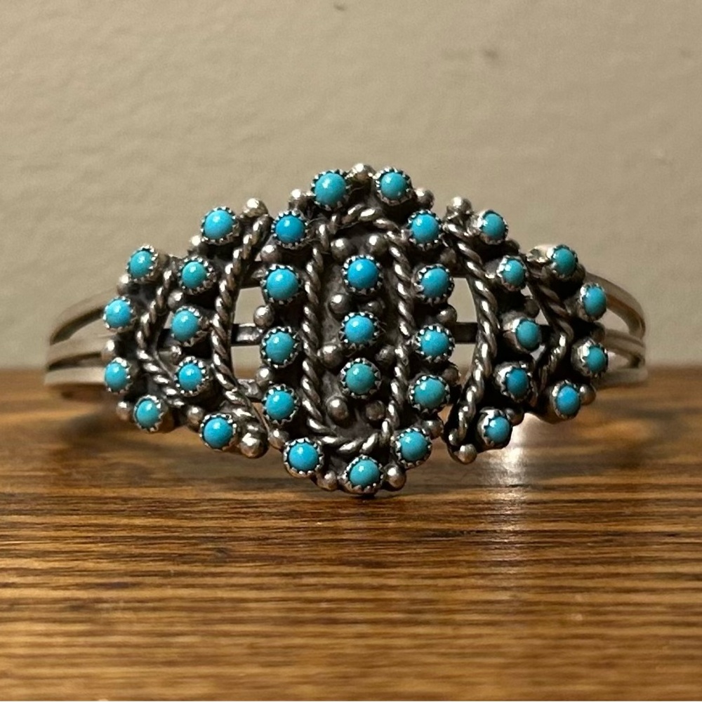 Vintage Sterling Turquoise Bangle Native American Bracelet